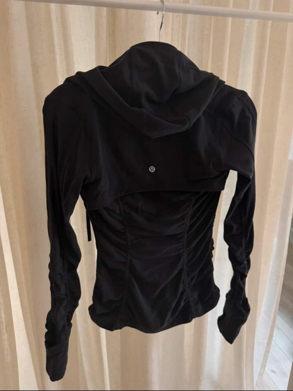 lululemon athletica Black Ruched-Back Hooded Jacket